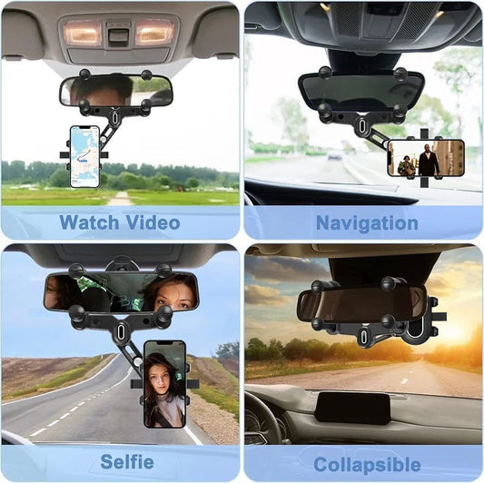 Rotatable Rearview Mirror Phone Holder